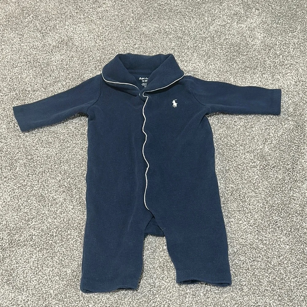 Ralph Lauren Baby Navy Ribbed 3 month one piece‎ long sleeves